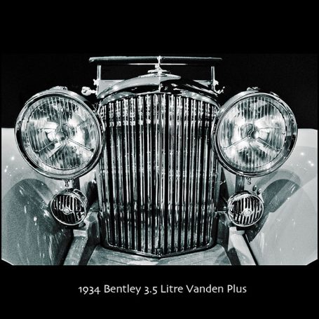 1936 Bentley 3.5 Litre Vanden Plas with prominent headlights and a glossy grille.