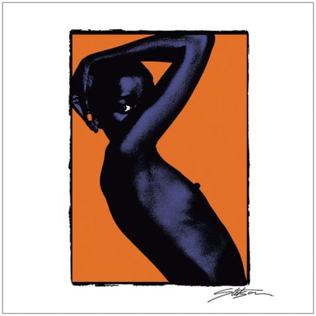 Silhouette of a person against an orange background, striking a dynamic pose.
